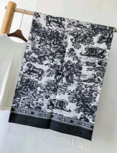 Echarpe Dior Estampado Preto e Branco Italiano