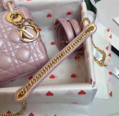 Bolsa Lady Dior Mini Rosa Perolado Italiana - comprar online