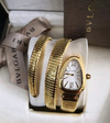 Relógio Bulgari Serpenti Dourado com Fundo Branco Duas Voltas Italiana