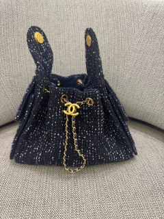 Bolsa Chanel 25 Pequena Tweed Azul Italiana na internet