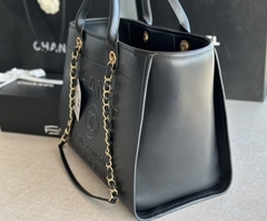 Bolsa Chanel Deauville Grande em Couro Preto Italiana - Romaly Grifes Bolsas