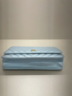Bolsa Woc Azul Perolado Italiana - Romaly Grifes Bolsas