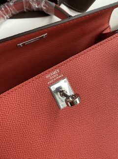 Bolsa Hermes Kelly 25 Epsom Vermelha e Prata Italiana na internet