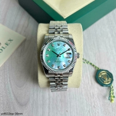 Relógio Rolex 36mm Prata com Fundo Verde Italiana