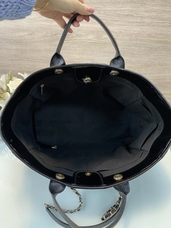 Bolsa Chanel Deauville Grande Couro Preto Italiana - loja online