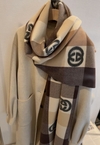 Cachecol Echarpe Cashmere Gucci Bege e Marrom Italiana