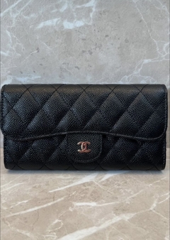 Carteira Chanel Couro Caviar Preto Italiana