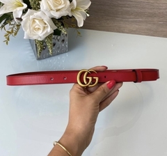Cinto Gucci GG Marmont Fino Vermelho Italiana