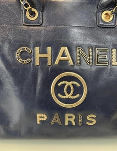 Bolsa Chanel Deauville Grande Couro Azul Italiana na internet