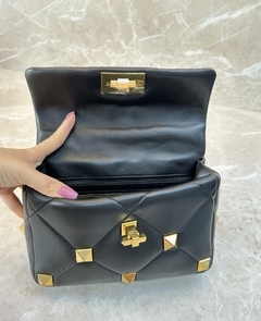 Bolsa VLTN Roman Stud Preta Italiana na internet