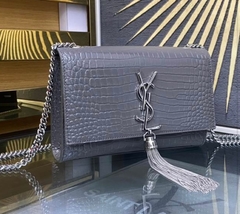 Bolsa YSL Kate Croco Cinza Italiana - comprar online