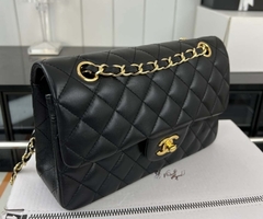 Bolsa 2.55 Clássica Lambskin Preta com Dourado Italiana - comprar online