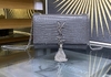Bolsa YSL Kate Croco Cinza Italiana