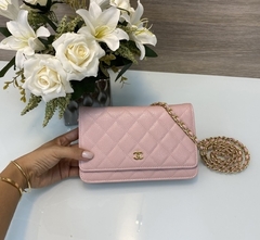 Bolsa Woc Rosa Caviar Dourado Italiana