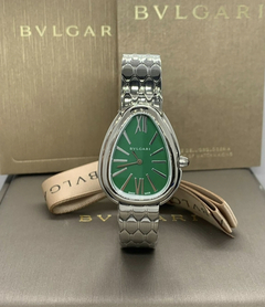 Relógio Bulgari Serpenti Seduttori Prata com Fundo Verde Italiana
