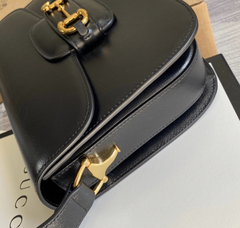 Bolsa Gucci Horsebit 1955 Pequena Transversal Preta Italiana - Romaly Grifes Bolsas