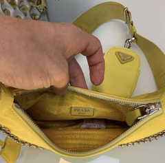 Bolsa Prada Reedição 2005 Amarela Nylon Italiana - Romaly Grifes Bolsas