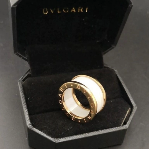 Anel Bulgari Largo Rosé com Branco Italiana