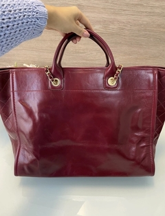 Bolsa Chanel Deauville Grande Couro Vinho Italiana