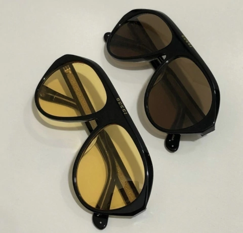 Óculos Gucci Marrom e Amarelo Italiana