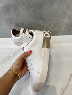 Tênis Dolce & Gabbana Portofino Branco E Dourado Italiana - comprar online