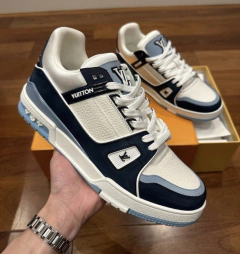 Tênis Louis Vuitton Trainer Branco E Azul Italiana