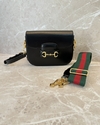 Bolsa Gucci Horsebit 1955 Mini Preta Italiana