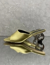 Sandália Salto Interlocking Gucci Dourada Italiana