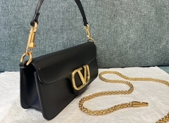 Bolsa VLTN Locò Shoulder Preta Italiana - Romaly Grifes Bolsas