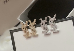 Brinco YSL Dourado e Prata com Strass Italiana