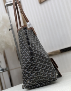 Bolsa Goyard St Louis Preto Com Alça Caramelo Grande Italiana - loja online