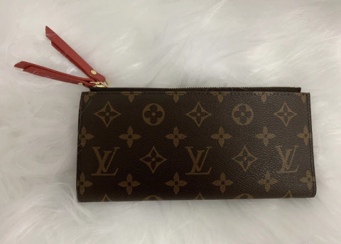 Carteira Louis Vuitton Adele Zíper Duplo Vermelho Italiana