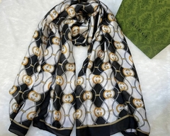 Lenço Gucci Off White e Preto Italiana