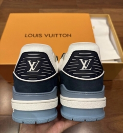 Tênis Louis Vuitton Trainer Branco E Azul Italiana - Romaly Grifes Bolsas