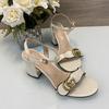 Sandália Gucci Marmont Salto Médio Off White Italiana