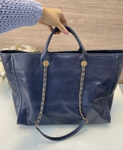 Imagem do Bolsa Chanel Deauville Grande Couro Azul Italiana