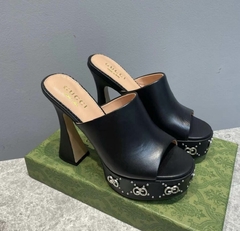 Tamanco Salto Gucci Preto Italiana
