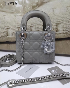Bolsa Lady Dior Mini Cinza Escuro Italiana