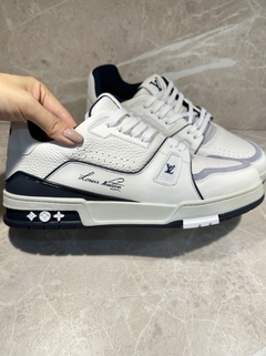 Tênis Louis Vuitton Trainer Branco E Azul Masculino Italiana - comprar online
