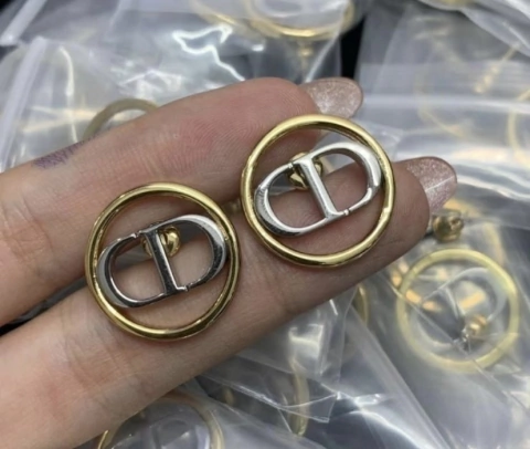 Brinco Dior CD Prata e Dourado Italiana