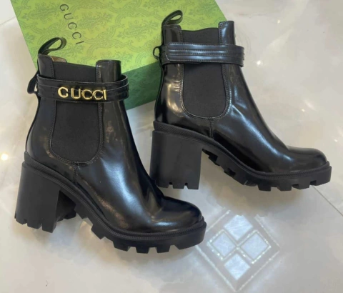 Bota Gucci Ankle Boot Preta Italiana