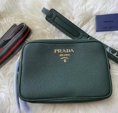 Bolsa Prada de Ombro em Couro Daino Verde Italiana