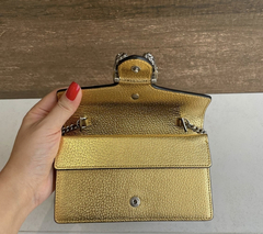 Bolsa Dionysus Super Mini Dourada Italiana - Romaly Grifes Bolsas