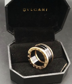 Anel Bulgari Largo Rosé e Preto Italiana