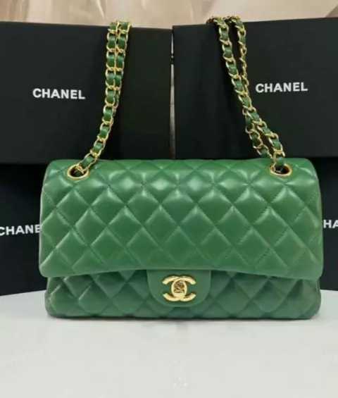 Bolsa Chanel 2.55 Clássica Lambskin Flap Verde Italiana