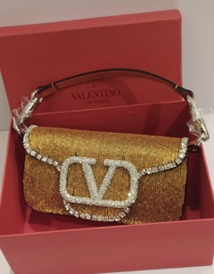 Bolsa VLTN Locò com Aplicação Dourada Italiana