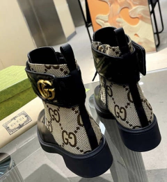 Bota Gucci Double G Bege e Preta Italiana na internet