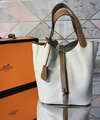 Bolsa Hermes Picotin Lock 18 Off White e Caramelo Italiana