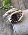 Relógio Bulgari Serpenti Rosé e Prata com Fundo Preto Italiana