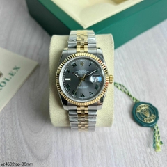 Relógio Rolex 36mm Prata com Fundo Preto Italiana